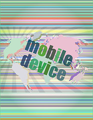 Image showing word mobile devices on digital screen 3d vector illustration