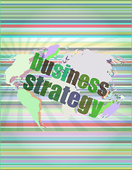 Image showing business strategy word on digital screen, mission control interface hi technology vector illustration