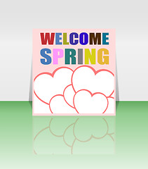 Image showing Welcome Spring Holiday Card. Welcome Spring Vector. Welcome Spring background. Spring Holiday Graphic. Welcome Spring Art. Spring Holiday Drawing