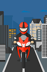 Image showing Man riding motorcycle.