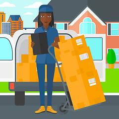 Image showing Woman delivering boxes.