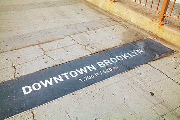 Image showing Brooklyn sign at the Brooklyn bridge in New York