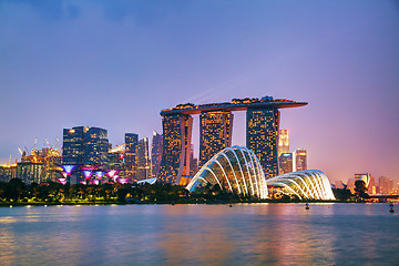 Image showing Overview of Singapore with Marina Bay Sands