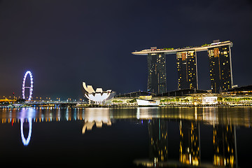Image showing Overview of the marina bay with Marina Bay Sands in Singapore