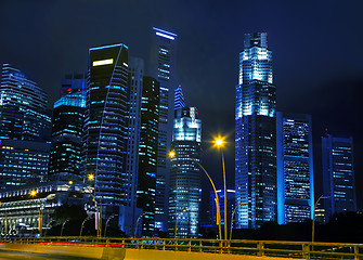 Image showing Singapore financial district at the night