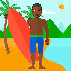 Image showing Surfer holding surfboard.