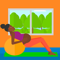 Image showing Pregnant woman on gymnastic ball.