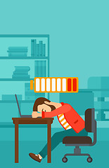 Image showing Employee sleeping at workplace.