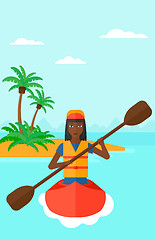 Image showing Woman riding in canoe.