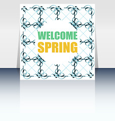 Image showing Welcome Spring Holiday Card. Welcome Spring Vector. Welcome Spring background. Spring Holiday Graphic. Welcome Spring Art. Spring Holiday Drawing