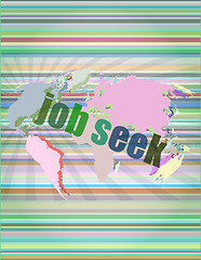 Image showing job seek word on touch screen, modern virtual technology background vector illustration