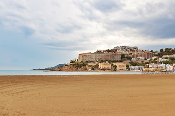 Image showing View over the beach and hotels of Peniscola, Spain