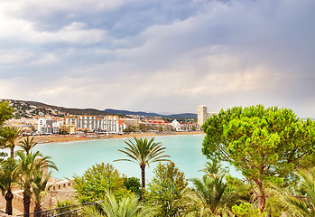 Image showing View over the coastline of Peniscola, Spain