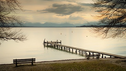 Image showing wooden jetty Starnberg lake