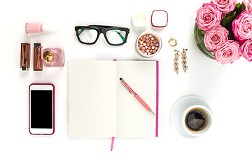 Image showing Still life of fashion woman, objects on white