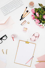 Image showing Still life of fashion woman, objects on white