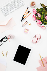 Image showing Still life of fashion woman, objects on white