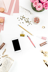 Image showing Still life of fashion woman, objects on white