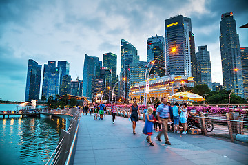 Image showing Overview of Singapore with the Merlion