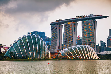Image showing Singapore financial district with Marina Bay Sands