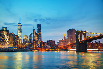 Image showing New York City cityscape in the evening