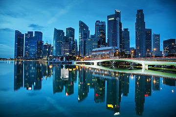 Image showing Singapore financial district at the sunset