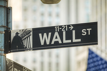 Image showing Wall street sign in New York City