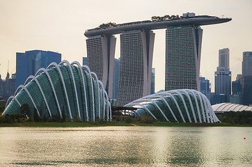 Image showing Overview of the marina bay with Marina Bay Sands