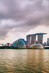 Image showing Singapore financial district with Marina Bay Sands