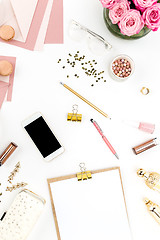 Image showing Still life of fashion woman, objects on white