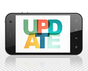Image showing Web development concept: Smartphone with Update on  display