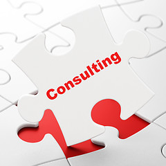 Image showing Business concept: Consulting on puzzle background