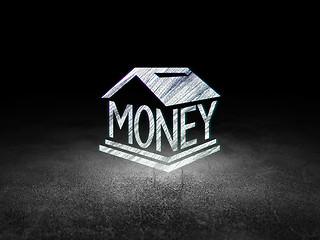 Image showing Banking concept: Money Box in grunge dark room