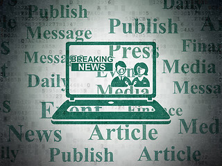 Image showing News concept: Breaking News On Laptop on Digital Paper background