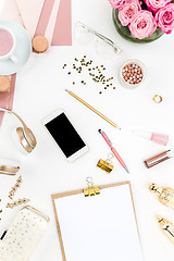 Image showing Still life of fashion woman, objects on white