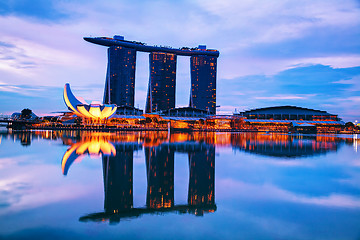 Image showing Overview of the marina bay in Singapore