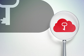 Image showing Cloud computing concept:  Cloud With Key with optical glass on digital background