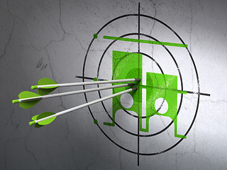 Image showing Political concept: arrows in Election target on wall background