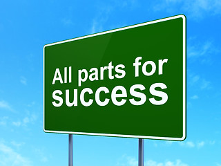 Image showing Business concept: All parts for Success on road sign background