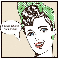 Image showing Pop Art illustration of girl with the speech bubble