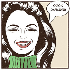 Image showing Pop Art illustration of girl with the speech bubble