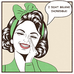 Image showing Pop Art illustration of girl with the speech bubble