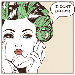Image showing Woman with curlers in their hair, Pop Art illustration