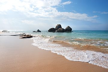 Image showing Heap of stones in ocean