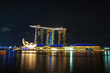 Image showing Overview of the marina bay with Marina Bay Sands in Singapore