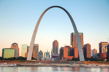 Image showing Downtown St Louis, MO with the Old Courthouse and the Gateway Ar