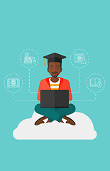 Image showing Graduate sitting on cloud.