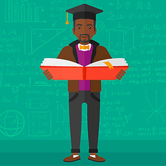 Image showing Man in graduation cap holding book.