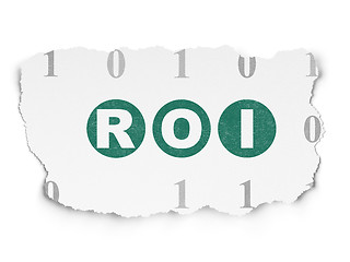 Image showing Business concept: ROI on Torn Paper background