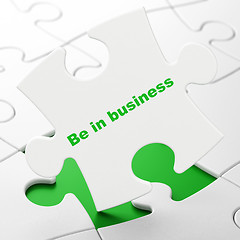 Image showing Business concept: Be in business on puzzle background